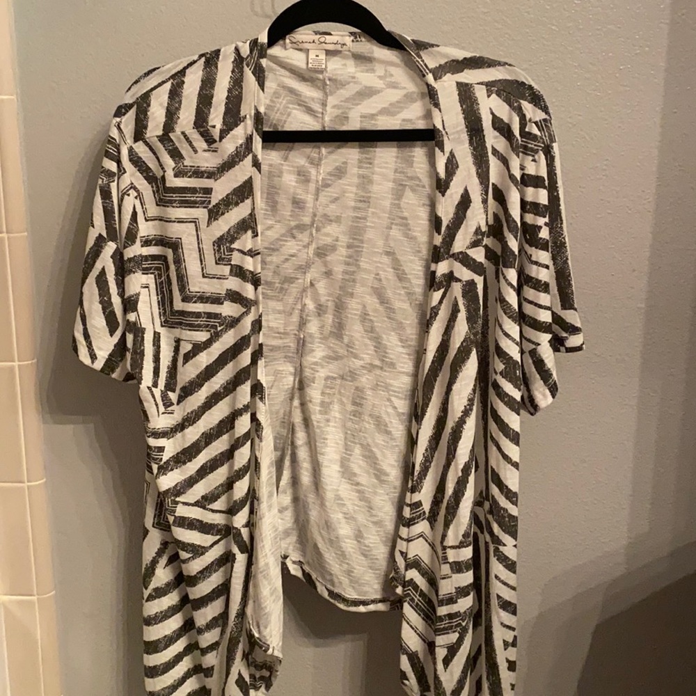 Black and white striped cardigan